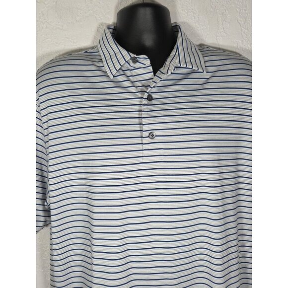 Mens Golf FootJoy Short Sleeve Polo Stripped Size Large Koasati Pines Logo - Picture 2 of 6